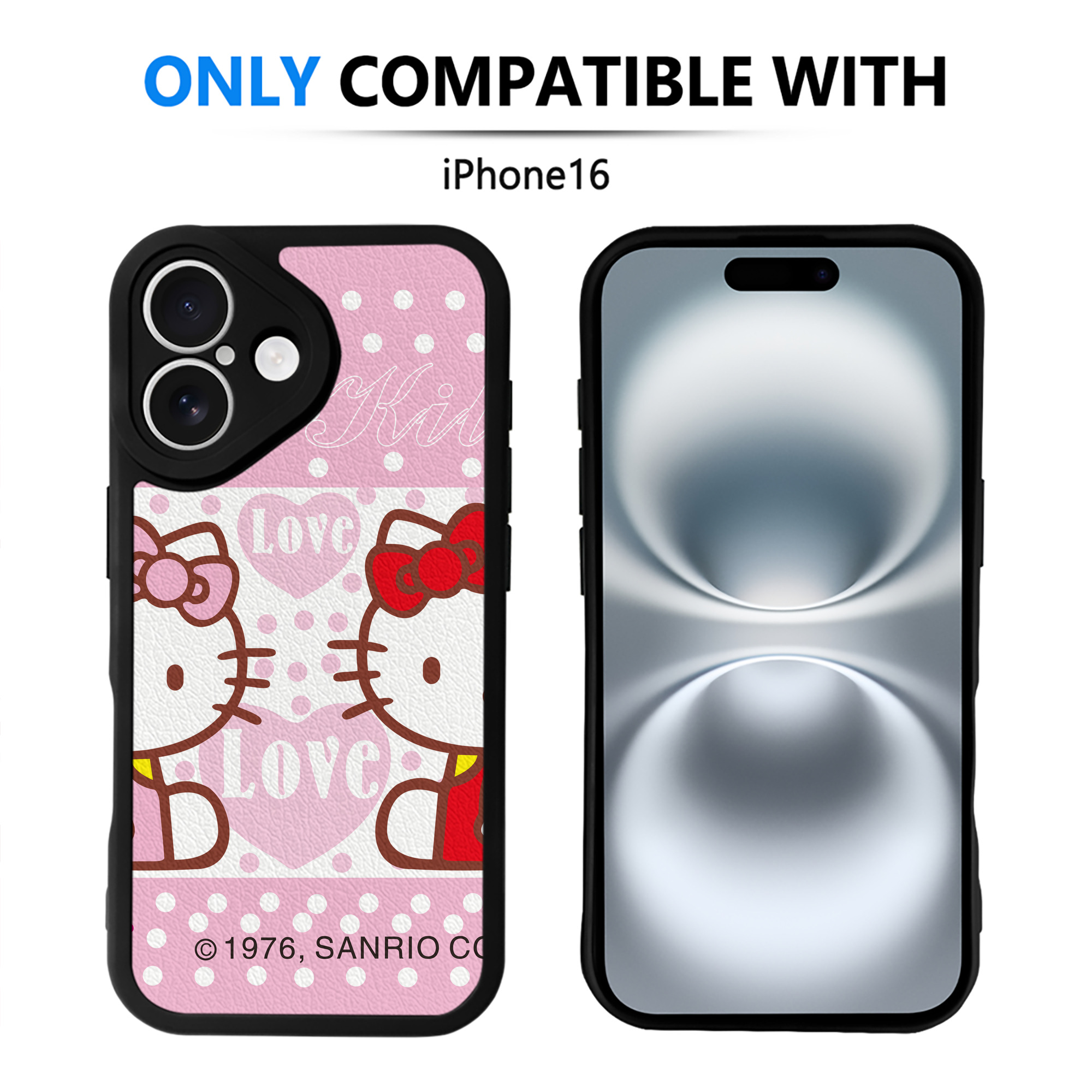 （画像用） Hello Kitty ハローキティ 【iPhone 16シリーズ対応】シリコンスマホケース（レザー調） 材質：シリコン